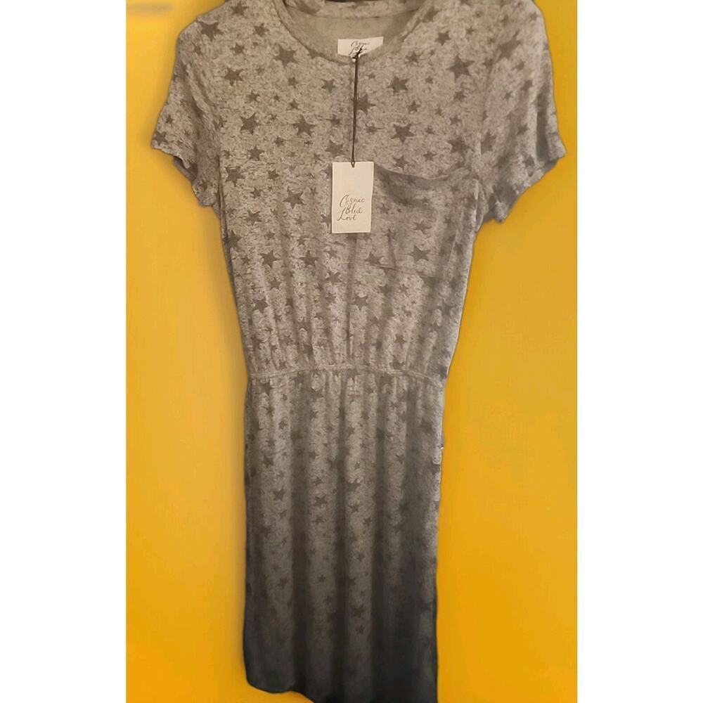 New Cosmic Blue Love Grey Starry Dress Small New Nwt A125 Excellent Stretch